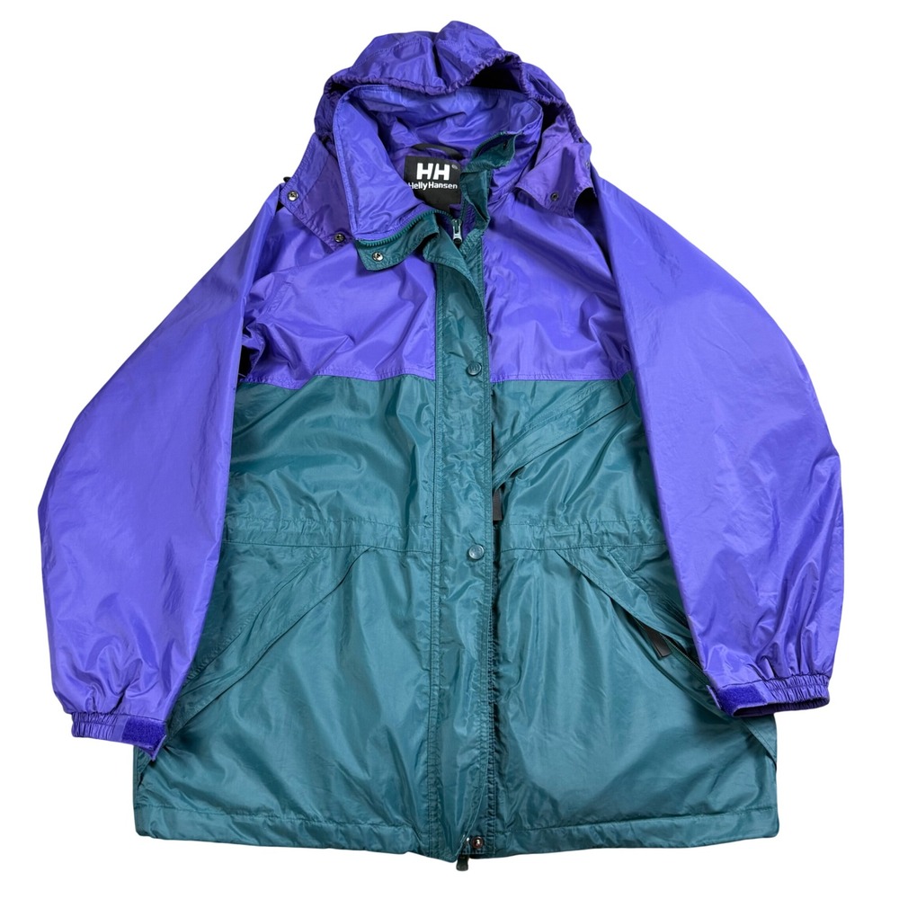 Helly Hansen Helly-Tech Rain Jacket Mens Medium Purple Teal Vintage Colorblock